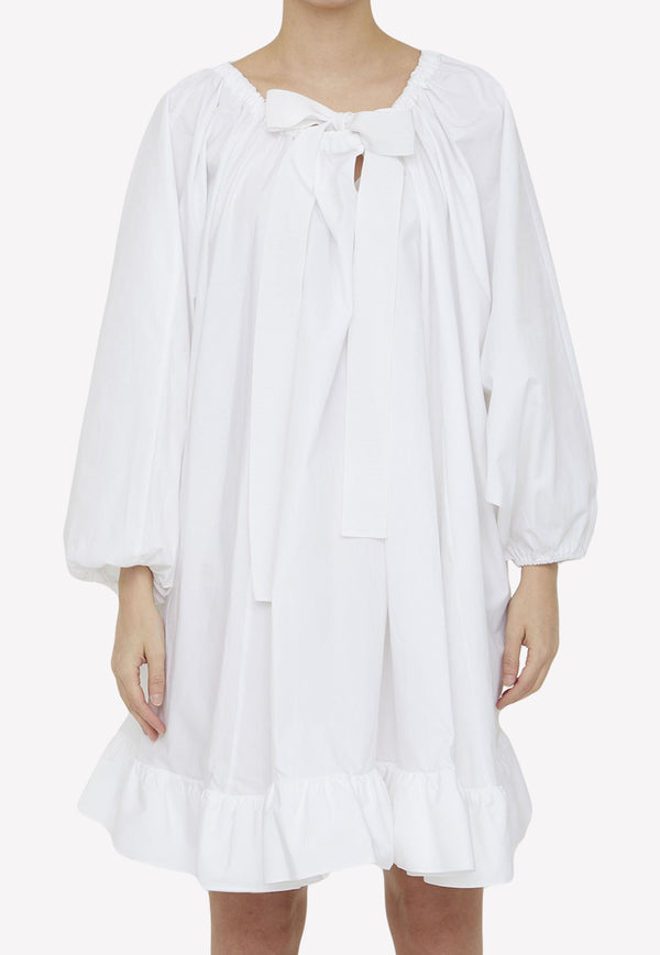 Patou Ruffled Faille Knee-Length Dress White DR108-0017-001W