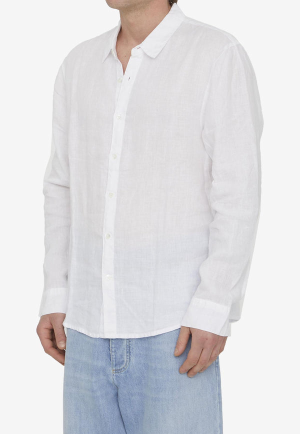 James Perse Long-Sleeved Linen Shirt MKO3499--WHT White
