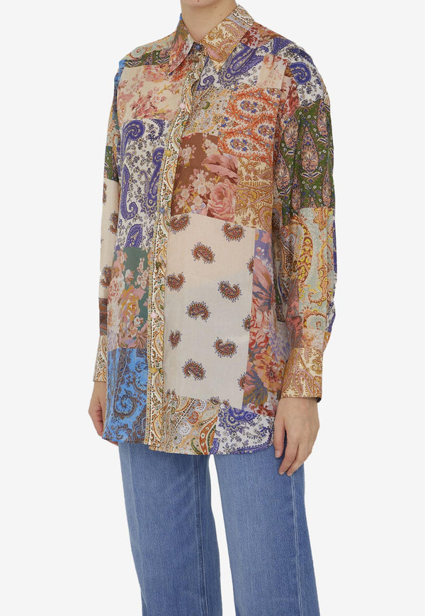 Zimmermann Devi Patchwork Long-Sleeved Shirt 7046TSS231--PTPS Multicolor