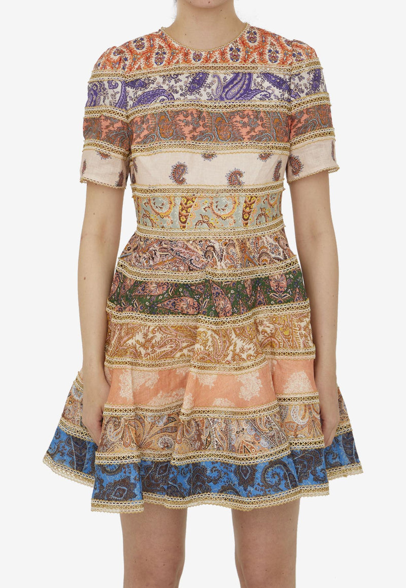 Zimmermann Devi Spliced Patchwork Mini Dress 6768DSS231--SPLI Multicolor