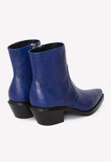 Off-White Slim Texan Ankle Boots in Leather Blue OMID018S23-LEA001-4510