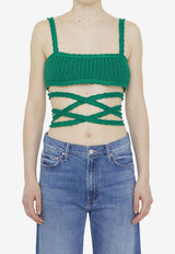 Alanui Palm Springs Knitted Cropped Top Green LWHR003S23KNI00--15757