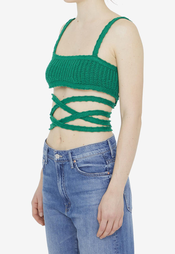 Alanui Palm Springs Knitted Cropped Top Green LWHR003S23KNI00--15757