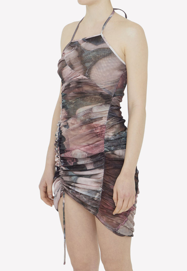 Balmain Pastel-Print Tulle Dress Multicolor AF0R3175JG02--AAY