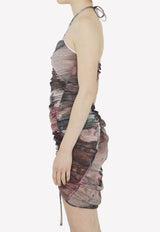 Balmain Pastel-Print Tulle Dress Multicolor AF0R3175JG02--AAY