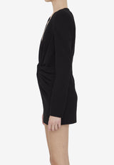 Monot V-neck Mini Dress RS23-814--BLACK Black