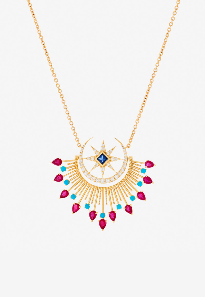 Falamank Written In The Stars Collection Maxi Cosmic Love Diamond Necklace in 18-karat Yellow Gold NK583