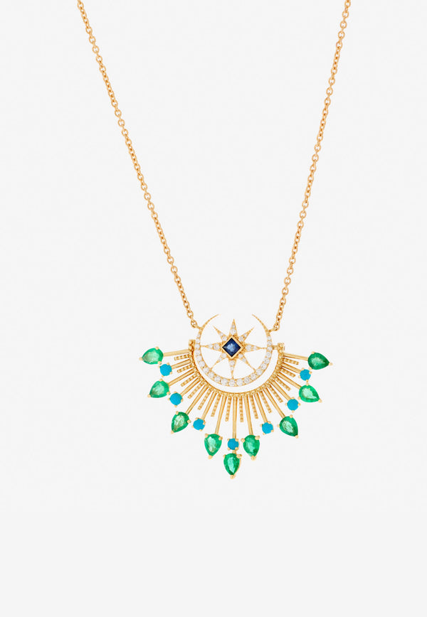 Falamank Written In The Stars Collection The Cosmic Love Diamond Necklace in 18-karat Yellow Gold NK584