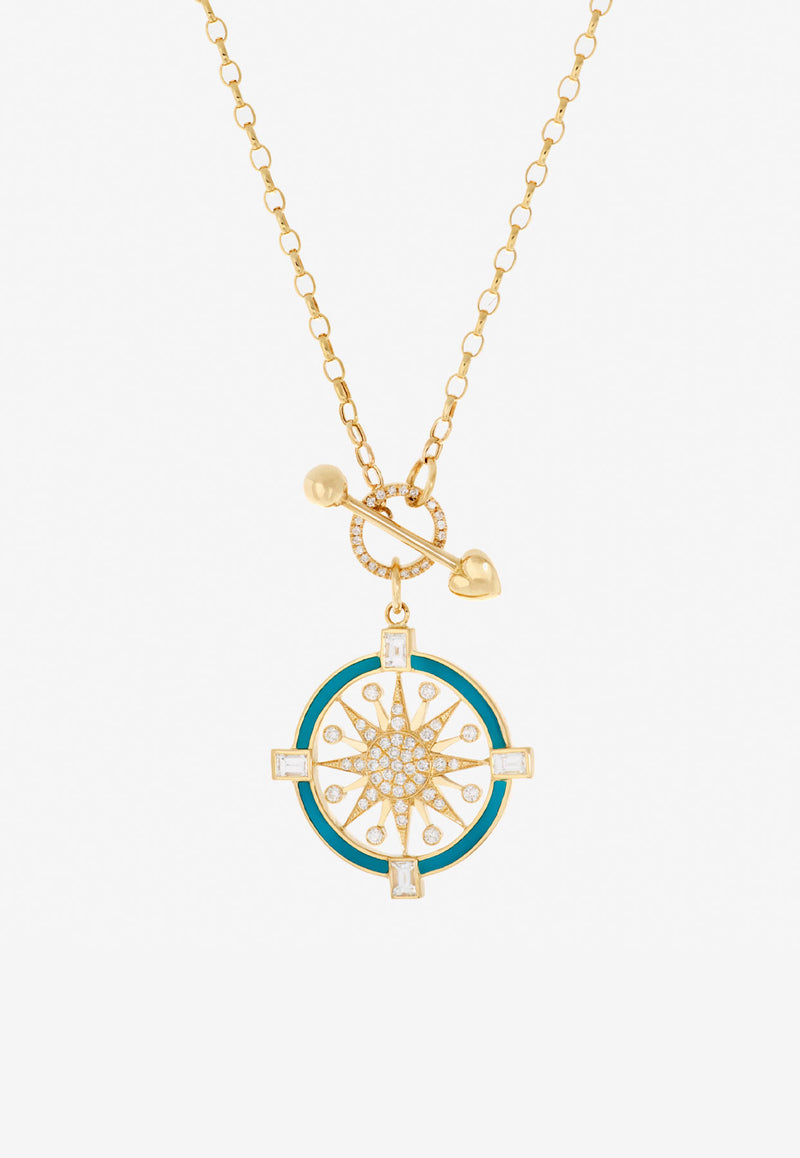 Falamank Written In The Stars Collection Compass Diamond Necklace in 18-karat yellow Gold NK588