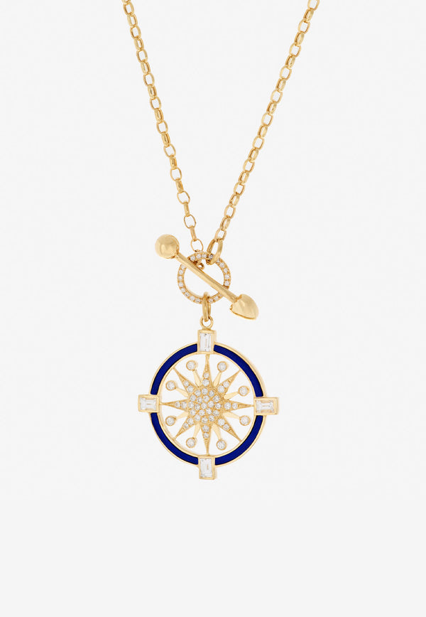 Falamank Written In The Stars Collection Compass Diamond Necklace in 18-karat yellow Gold NK589