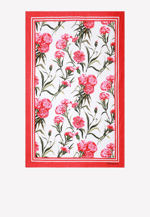 Carnation-Print Terrycloth Beach Towel Dolce & Gabbana O5A03J HI75V HA3VL