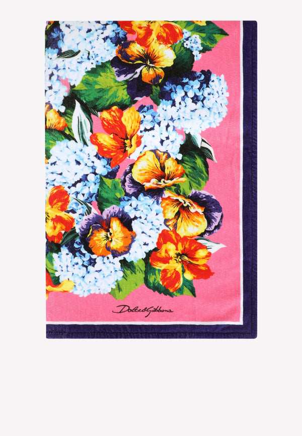 Dolce & Gabbana Floral Print Beach Towel Multicolor O5A03J HI7QQ HF3JA