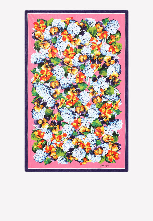 Dolce & Gabbana Floral Print Beach Towel Multicolor O5A03J HI7QQ HF3JA