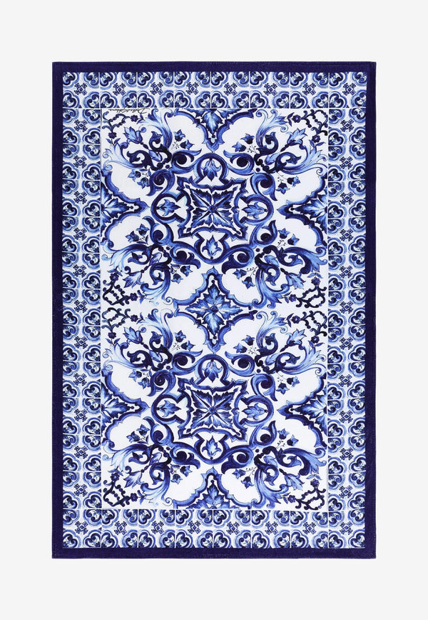 Dolce & Gabbana Majolica Print Beach Towel Blue O5A03J HI7V6 HX3TN