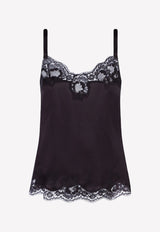 Dolce & Gabbana Satin and Lace Chemises Top Black O7A00T FUAD8 N0000