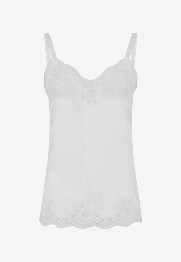 Dolce & Gabbana Satin and Lace Chemises Top White O7A00T FUAD8 W0001