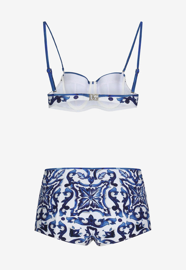 Dolce & Gabbana Majolica Print Balconette Bikini Set Blue O8A27J HPGA2 HX3TN