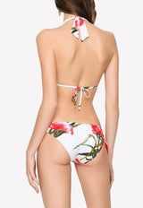 Carnation-Print Padded Triangle Bikini Dolce & Gabbana O8A54J FSG6U HA3VL
