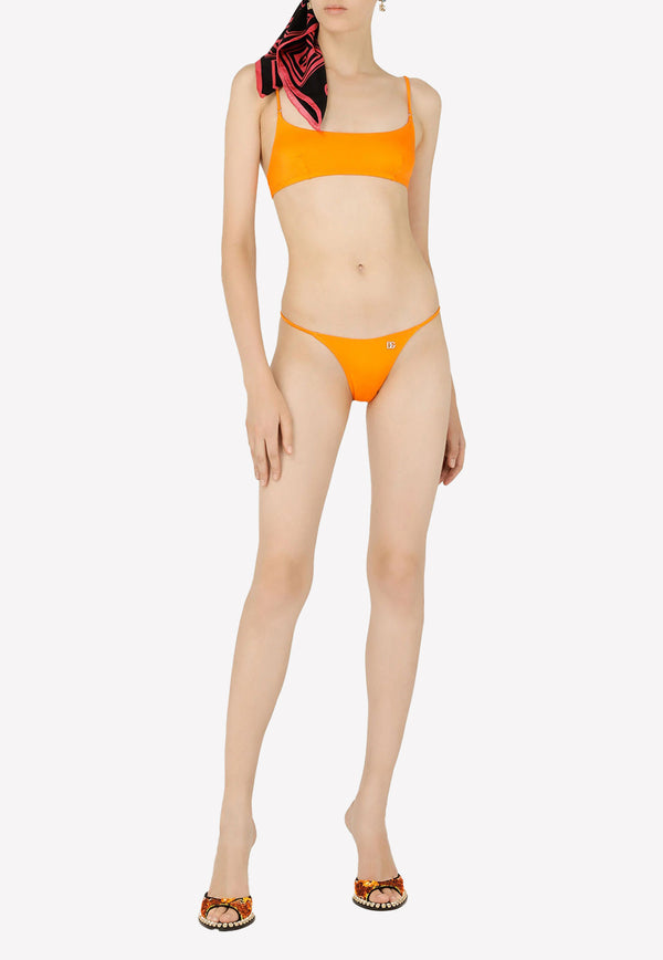 Dolce & Gabbana Bralette Bikini with Metal Logo Orange O8B17J FUGLG A0350