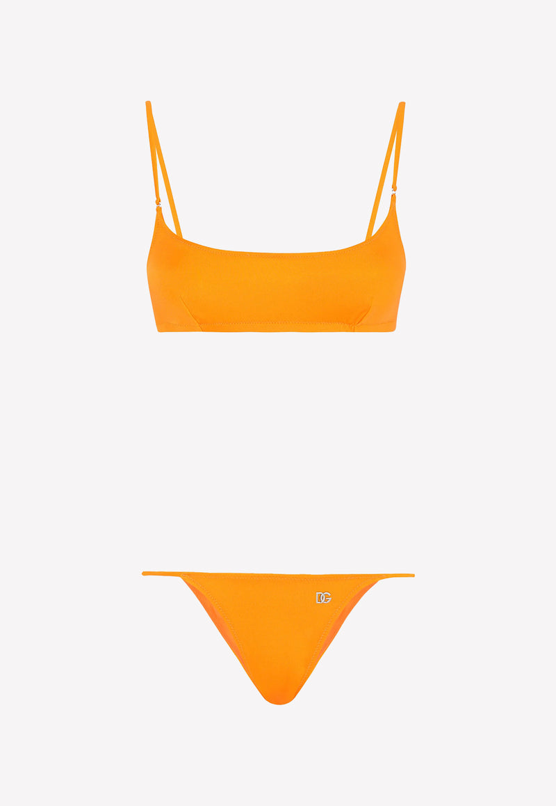 Dolce & Gabbana Bralet Bikini with Metal Logo Orange O8B17J FUGLG A0350