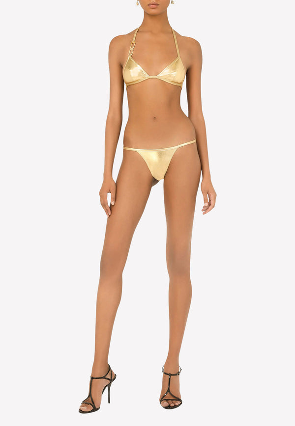 Dolce & Gabbana Metallic Self-Tie Bikini Gold O8B37J FUSOZ S0997