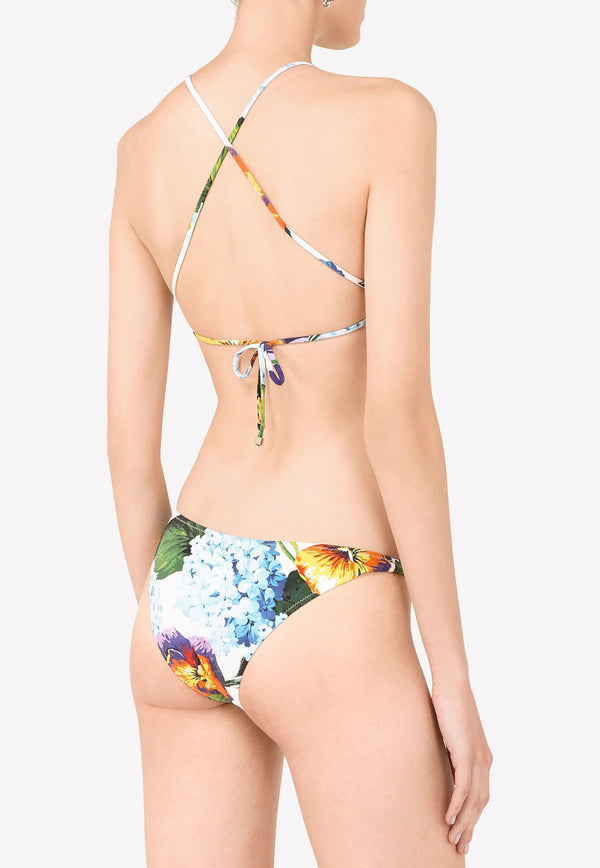 Dolce & Gabbana Halterneck Hydrangea Print Bikini Multicolor O8B39J FSGZM HA3JA
