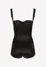 Dolce & Gabbana Balconette-Bar Bodysuit in Lace and Silk Black O9A05T FUAD8 N0000