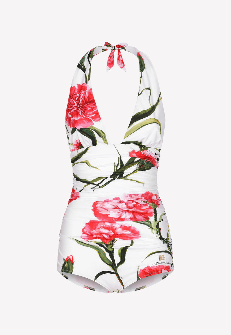 Carnation-Print One-Piece Swimsuit Dolce & Gabbana O9A06J FSG6U HA3VL