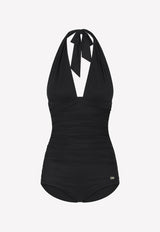 Dolce & Gabbana Plunging Neckline One-Piece Swimsuit Black O9A06J FUGA2 N0000