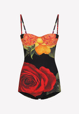 Dolce & Gabbana Rose Print Balconette One-Piece Swimsuit Multicolor O9A13J FSG2T HNP70