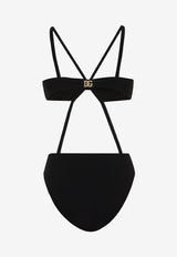 Dolce & Gabbana DG Logo Strappy One-piece Swimsuit Black O9A90J FUGA2 N0000