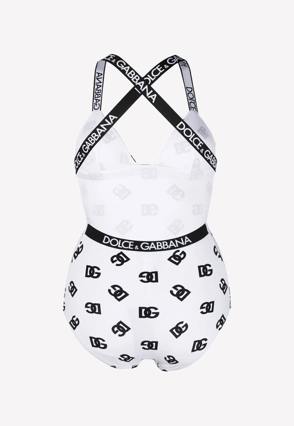 Dolce & Gabbana DG Print One-Piece Swimsuit White O9B88J FSG1W HAVAN