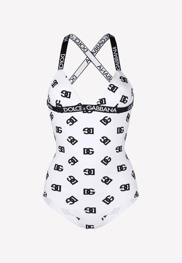 Dolce & Gabbana DG Print One-Piece Swimsuit White O9B88J FSG1W HAVAN