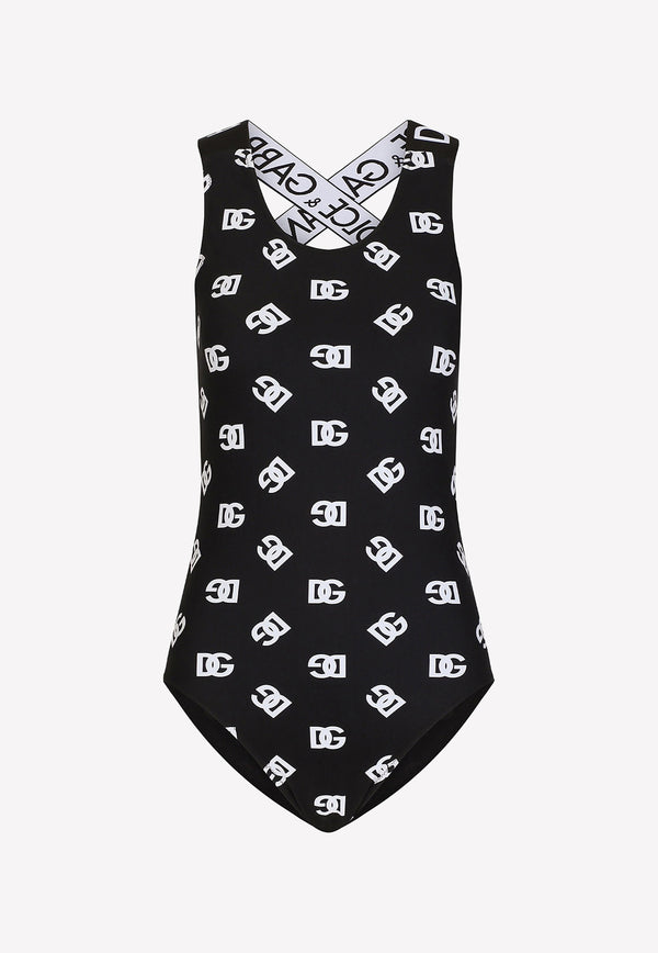Dolce & Gabbana DG Print One-Piece Swimsuit Black O9B89J FSG1W HNVAA
