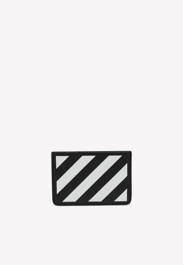 Off-White Diagonal-Print Leather Card Holder - Black Black OMND035C99LEA001/L