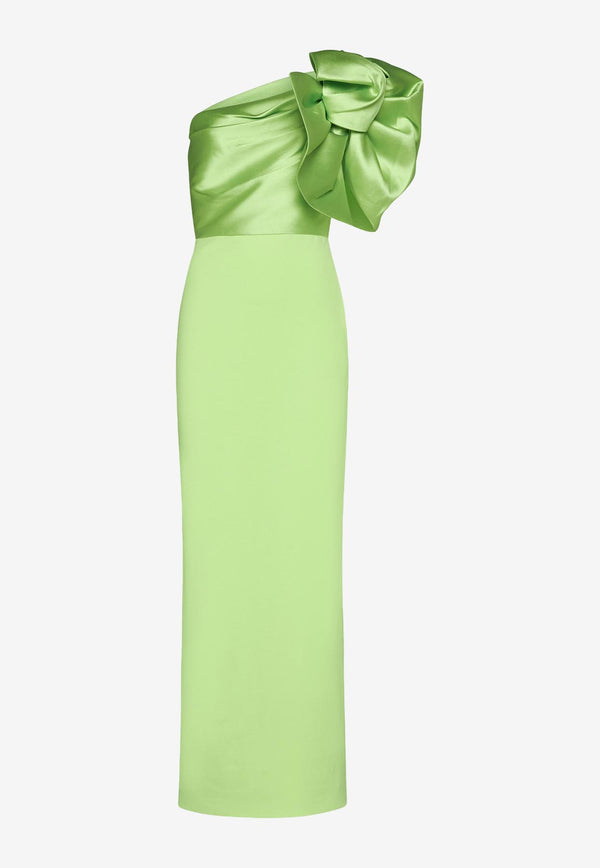 Solace London Iyana One-Shoulder Maxi Dress Green