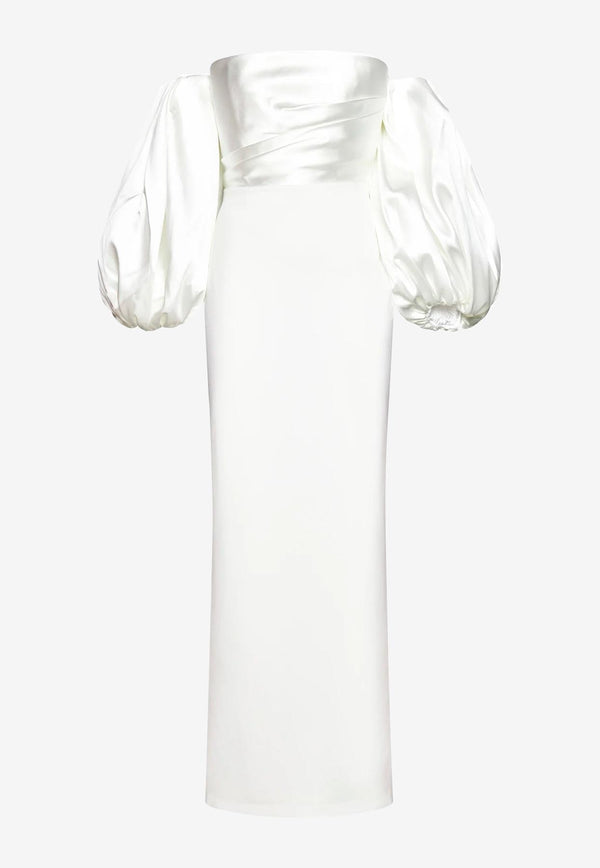 Solace London Carmen Off-Shoulder Maxi Dress Cream OS34012CREAM