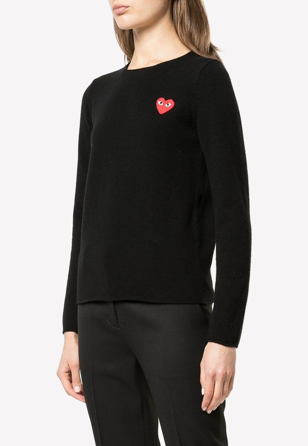 Comme Des Garçons Play Heart Logo Patch Sweater in Wool Black P1N067000BLACK