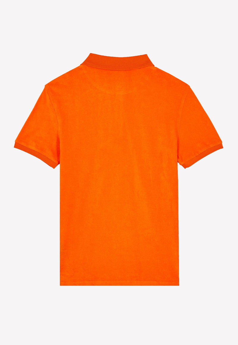 Vilebrequin Terry Polo T-shirt in Cotton Blend Orange PAFC1Q00-195