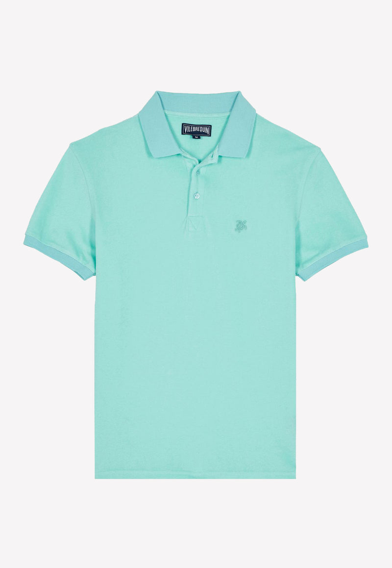 Vilebrequin Terry Polo T-shirt in Cotton Blend Light blue PAFC1Q00-333