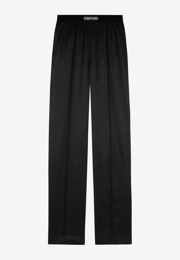 Stretch Silk Satin Pajama Pants Black PAW397-FAX881 LB999
