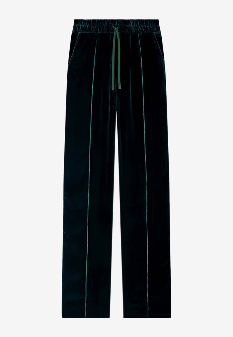 Tom Ford Track Pants in Viscose Velvet Forest Green PAW491-FAX103 FG858