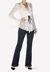 Ruffled Blouse with Bell Cuff Sleeves