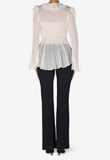 Ruffled Blouse with Bell Cuff Sleeves