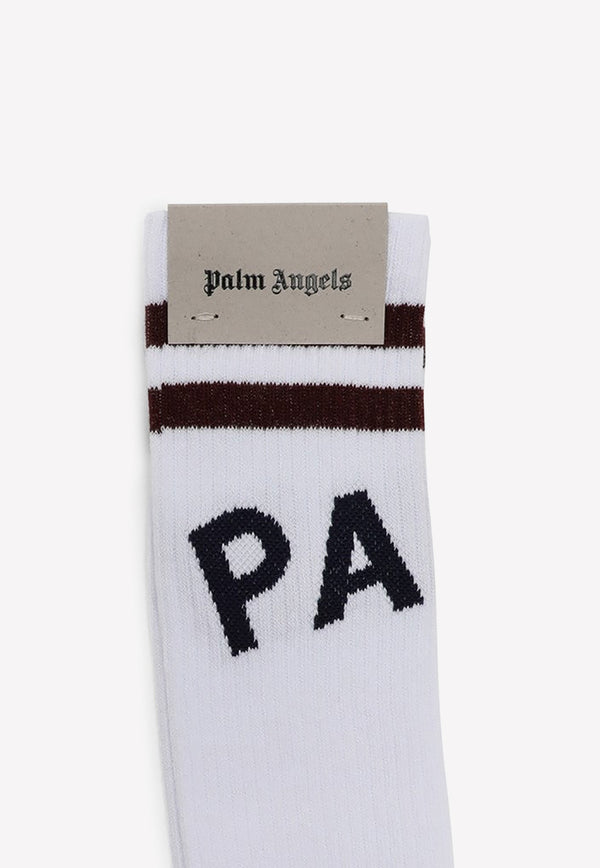 Palm Angels Logo Print Socks White PMRA001F22FAB006/L