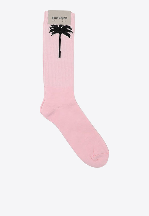 Palm Angels Logo Knit Socks PMRA001S23FAB001/M_PALMA-3410 Pink