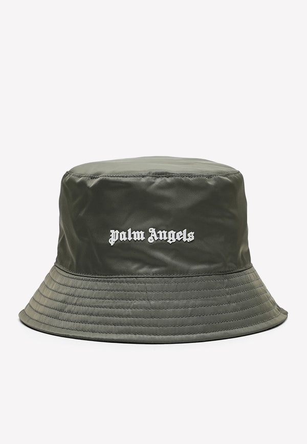 Palm Angels Logo Print Bucket Hat Khaki PWLA011C99FAB001/L