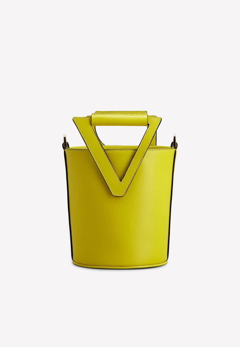 Roger Vivier RV Mini Bucket Bag in Leather Yellow RBWANNK0120XMAG208 GRACE LUX MAGIC