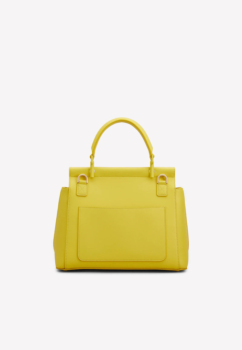 Roger Vivier Viv' Cabas Foulard Lacquered Buckle Bag in Soft Leather Yellow RBWAOBA32L0JXVG208 NAP AGN SPCL SP 0 8 1 0