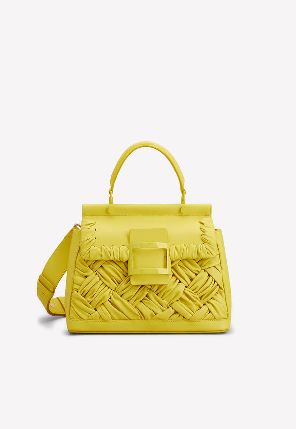 Roger Vivier Viv' Cabas Foulard Lacquered Buckle Bag in Soft Leather Yellow RBWAOBA32L0JXVG208 NAP AGN SPCL SP 0 8 1 0